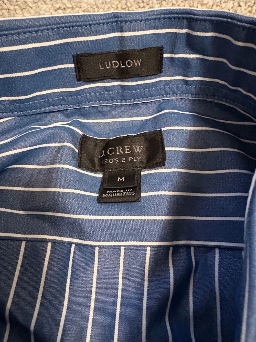 J Crew Men's Ludlow Blue Stripe Button-Down dress Shirt Medium